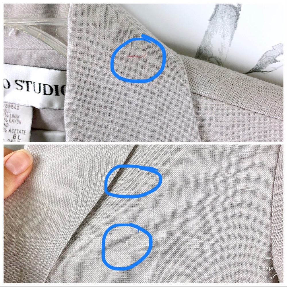 Vintage 80s linen lavender long lined blazer 6L - Picture 7 of 8